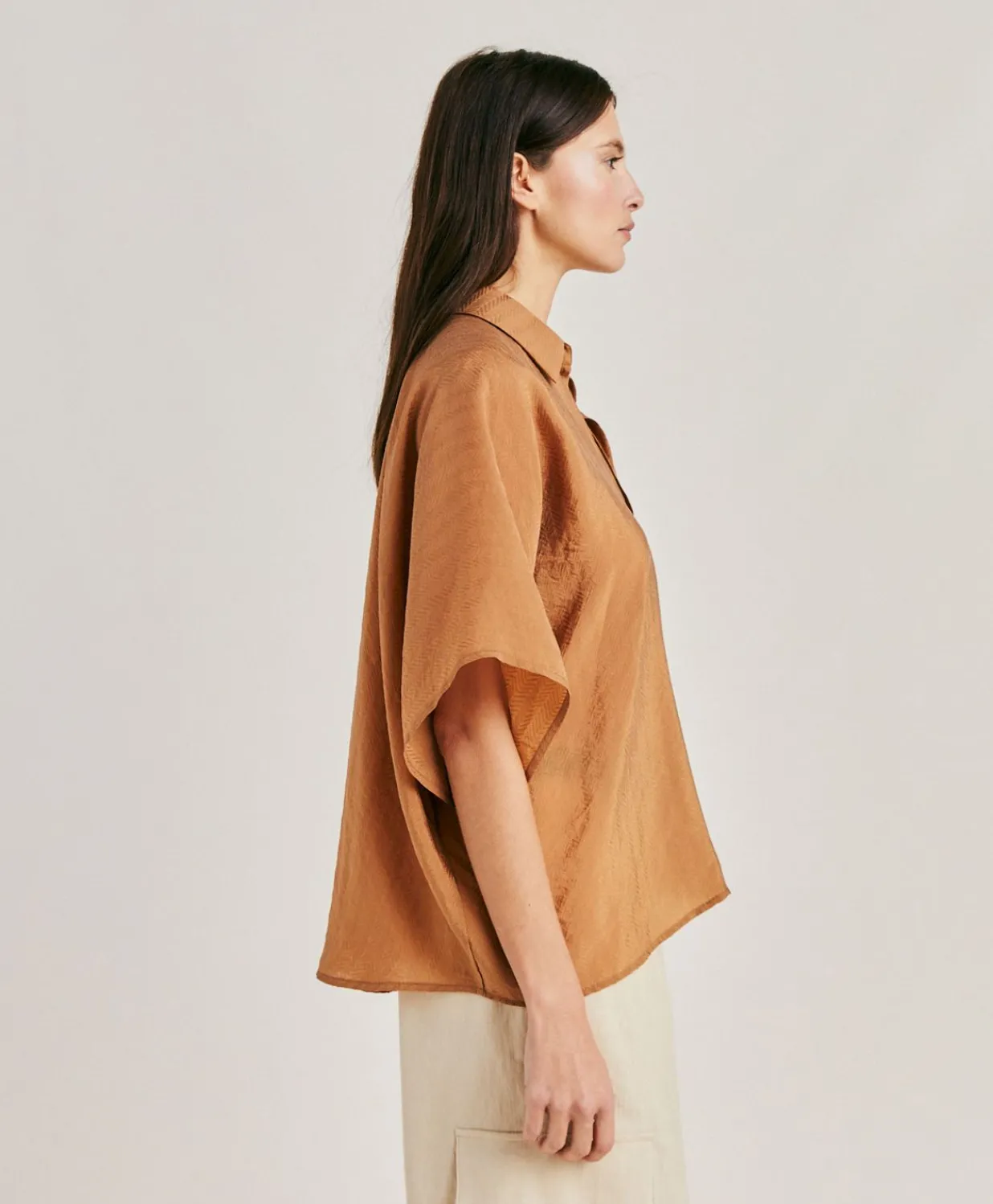 Online Chemise Jacquard Brooklyn Cupro - Reglisse Femmes Chemisiers Et Chemises