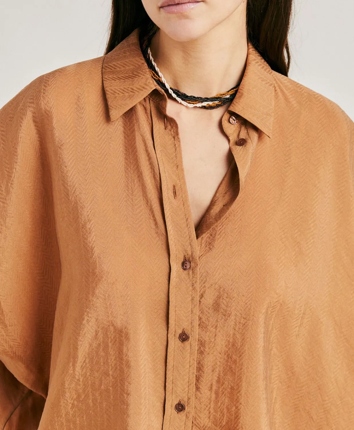 Online Chemise Jacquard Brooklyn Cupro - Reglisse Femmes Chemisiers Et Chemises