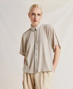 Hot Chemise Jersey Lurex Brooklyn - Sable Femmes Chemisiers Et Chemises