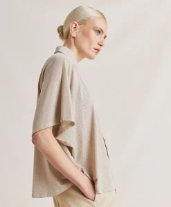 Hot Chemise Jersey Lurex Brooklyn - Sable Femmes Chemisiers Et Chemises