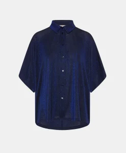 Chemise Jersey Lurex Brooklyn - Bleute Femmes Chemisiers Et Chemises