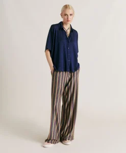 Chemise Jersey Lurex Brooklyn - Bleute Femmes Chemisiers Et Chemises