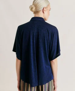 Chemise Jersey Lurex Brooklyn - Bleute Femmes Chemisiers Et Chemises