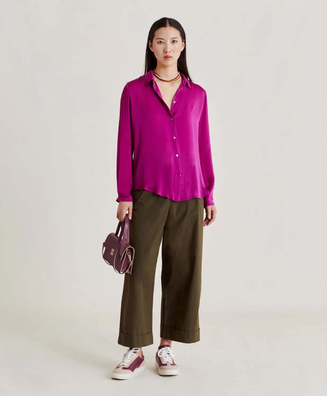 Chemise Meudon En Soie Unie - Cyclamen Femmes Chemisiers Et Chemises