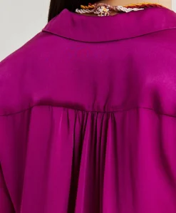 Chemise Meudon En Soie Unie - Cyclamen Femmes Chemisiers Et Chemises
