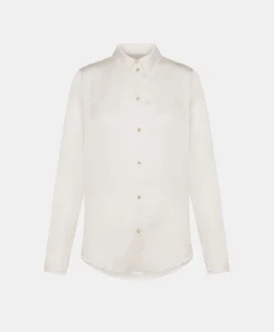 Online Chemise Meudon Unie En Soie - Creme Femmes Chemisiers Et Chemises