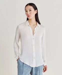 Online Chemise Meudon Unie En Soie - Creme Femmes Chemisiers Et Chemises