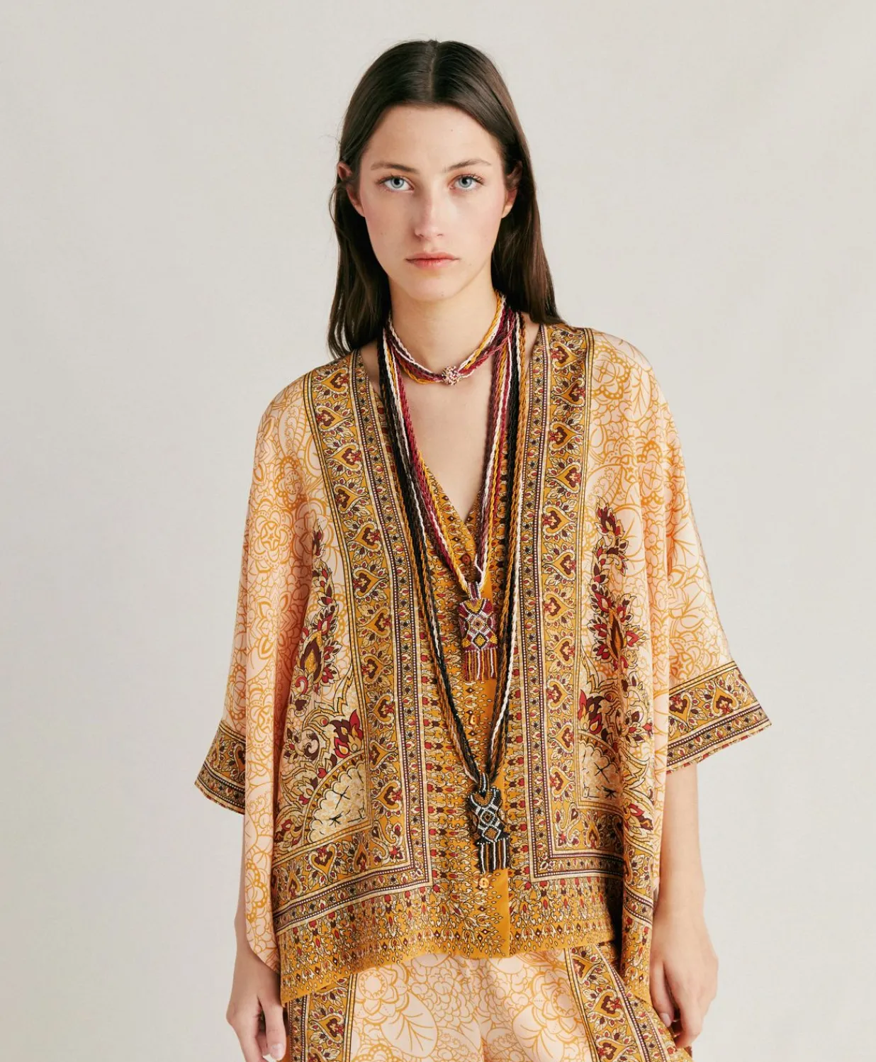 Chemise Ray Crepe De Chine - Brule/Multicolore Femmes Chemisiers Et Chemises