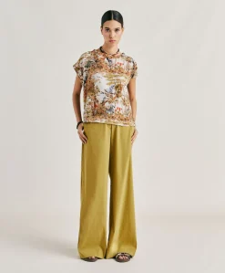 New Chemisier Curacao Crepe De Chine - Creme / Multicolore Femmes Chemisiers Et Chemises