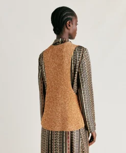 Outlet Gilet Adrien A Paillettes - Bronze Femmes Tricots
