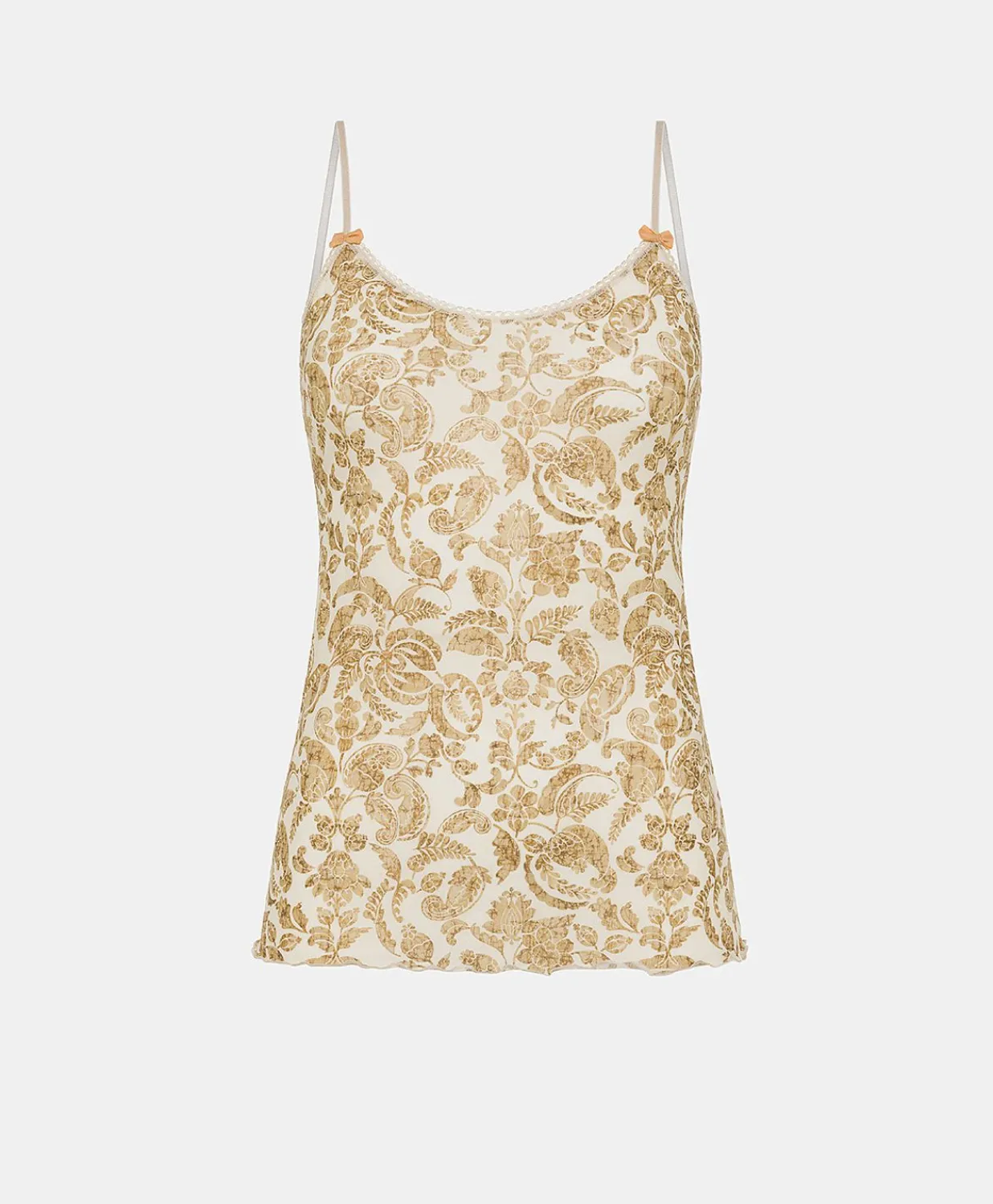 Outlet Haut En Nylon Imprime Airelle - Creme / Multicolore Femmes Bodys Et SurVêtements