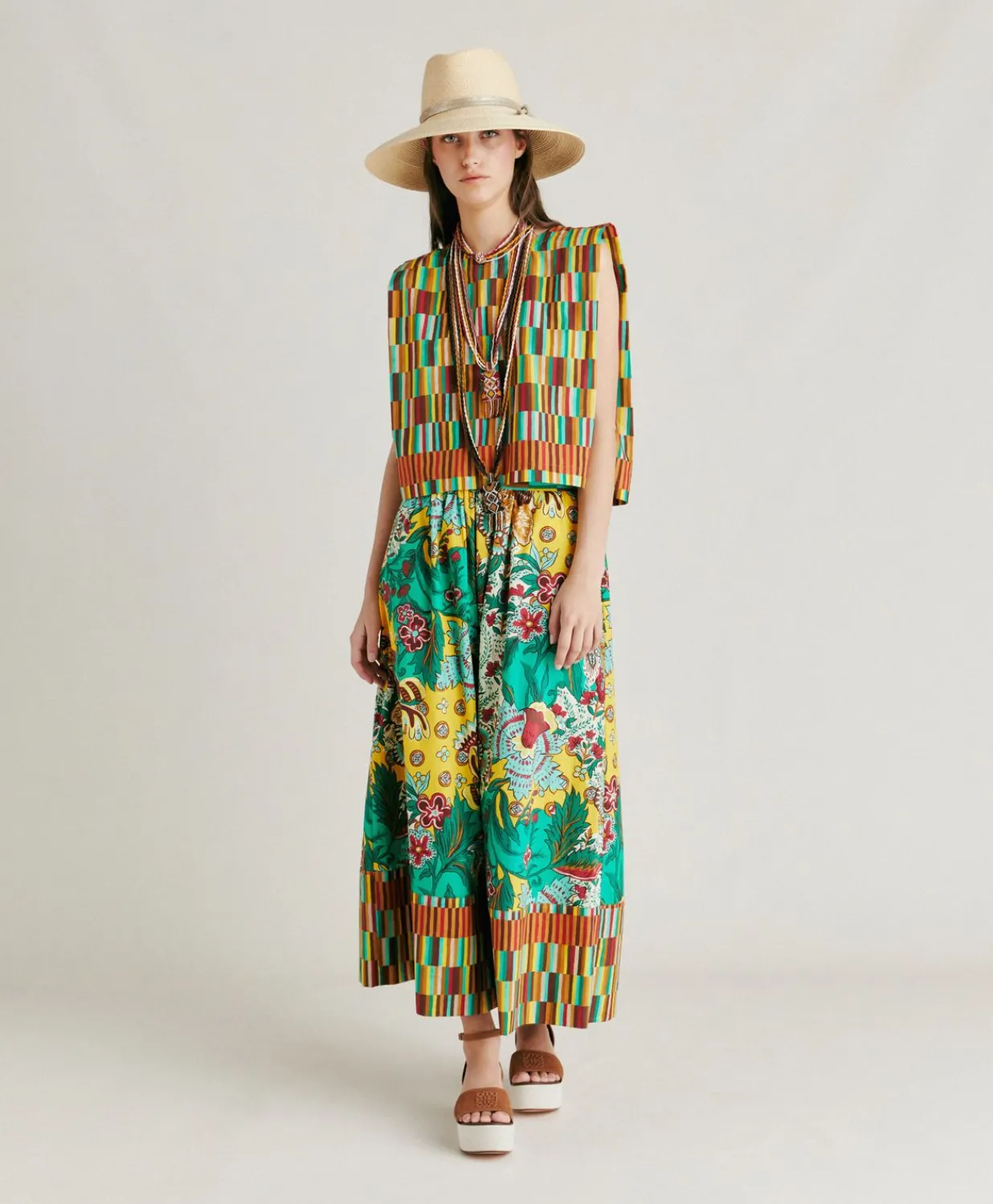 Outlet Haut En Popeline Moon - Jaune Multicolore Femmes T-Shirts Et Hauts