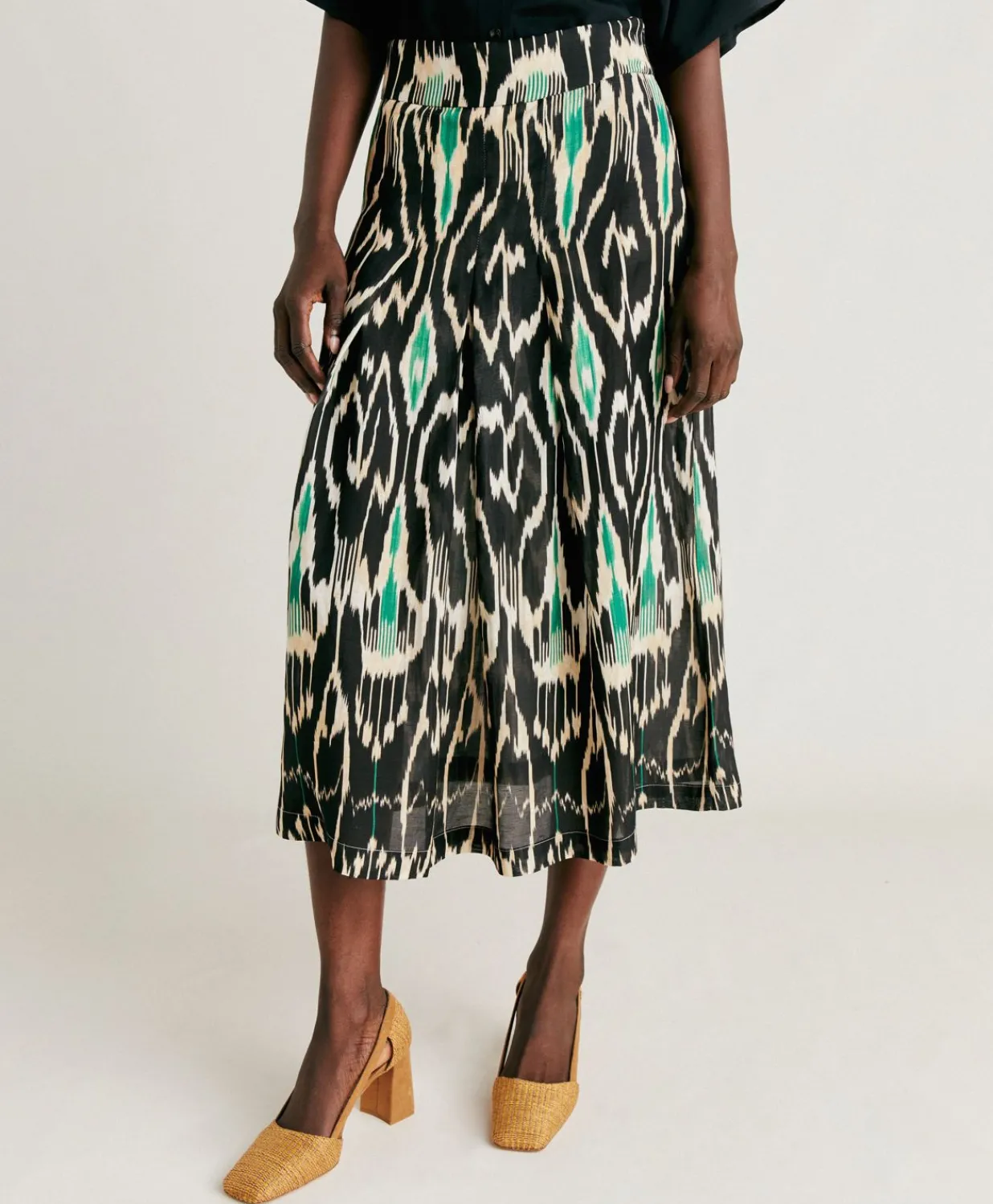 Outlet Jupe Celestin En Lin Viscose - Noir Multicolore Femmes Jupes