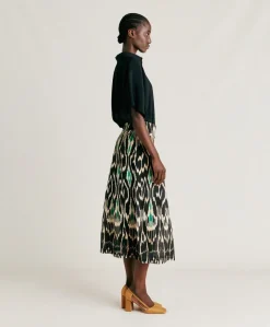 Outlet Jupe Celestin En Lin Viscose - Noir Multicolore Femmes Jupes