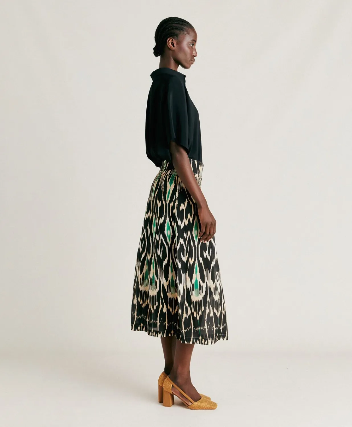 Outlet Jupe Celestin En Lin Viscose - Noir Multicolore Femmes Jupes