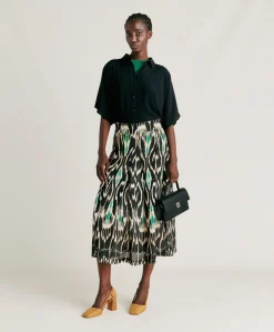 Outlet Jupe Celestin En Lin Viscose - Noir Multicolore Femmes Jupes