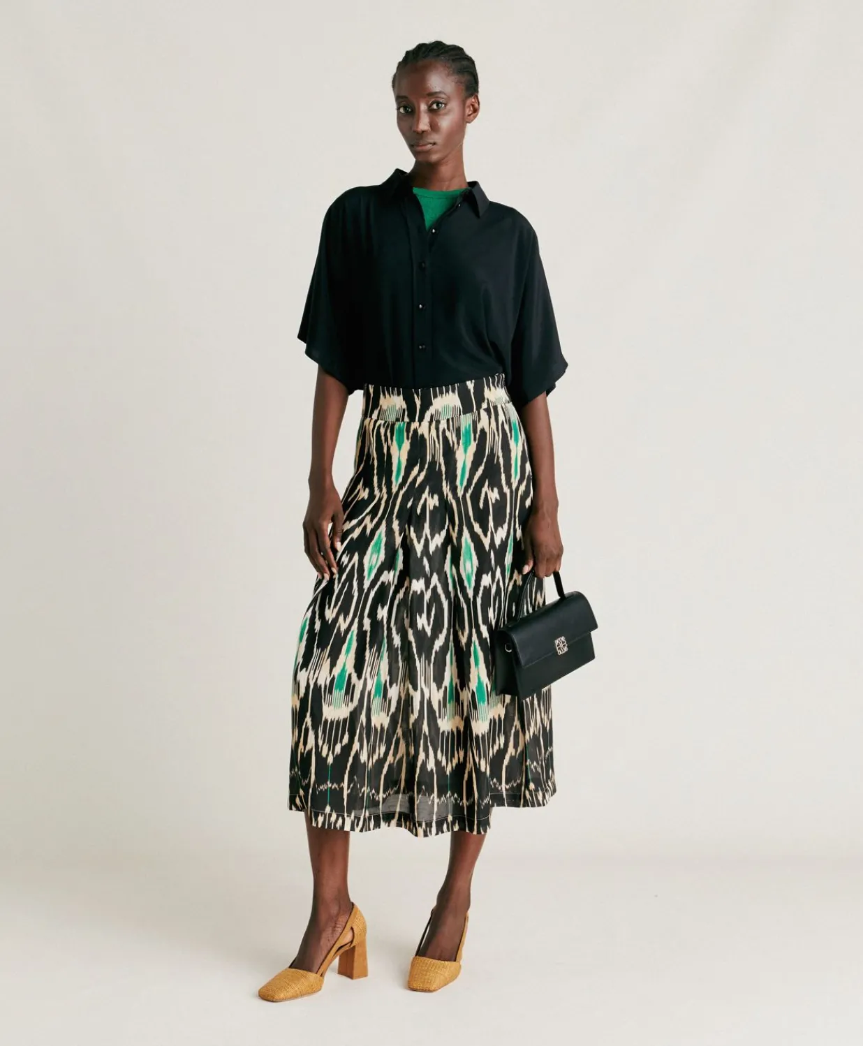Outlet Jupe Celestin En Lin Viscose - Noir Multicolore Femmes Jupes
