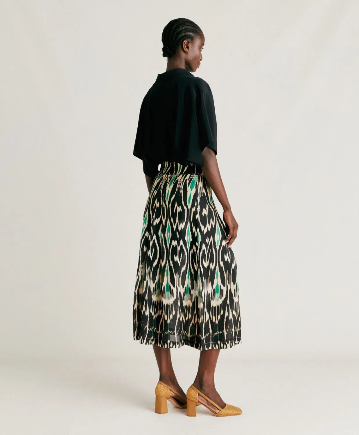 Outlet Jupe Celestin En Lin Viscose - Noir Multicolore Femmes Jupes