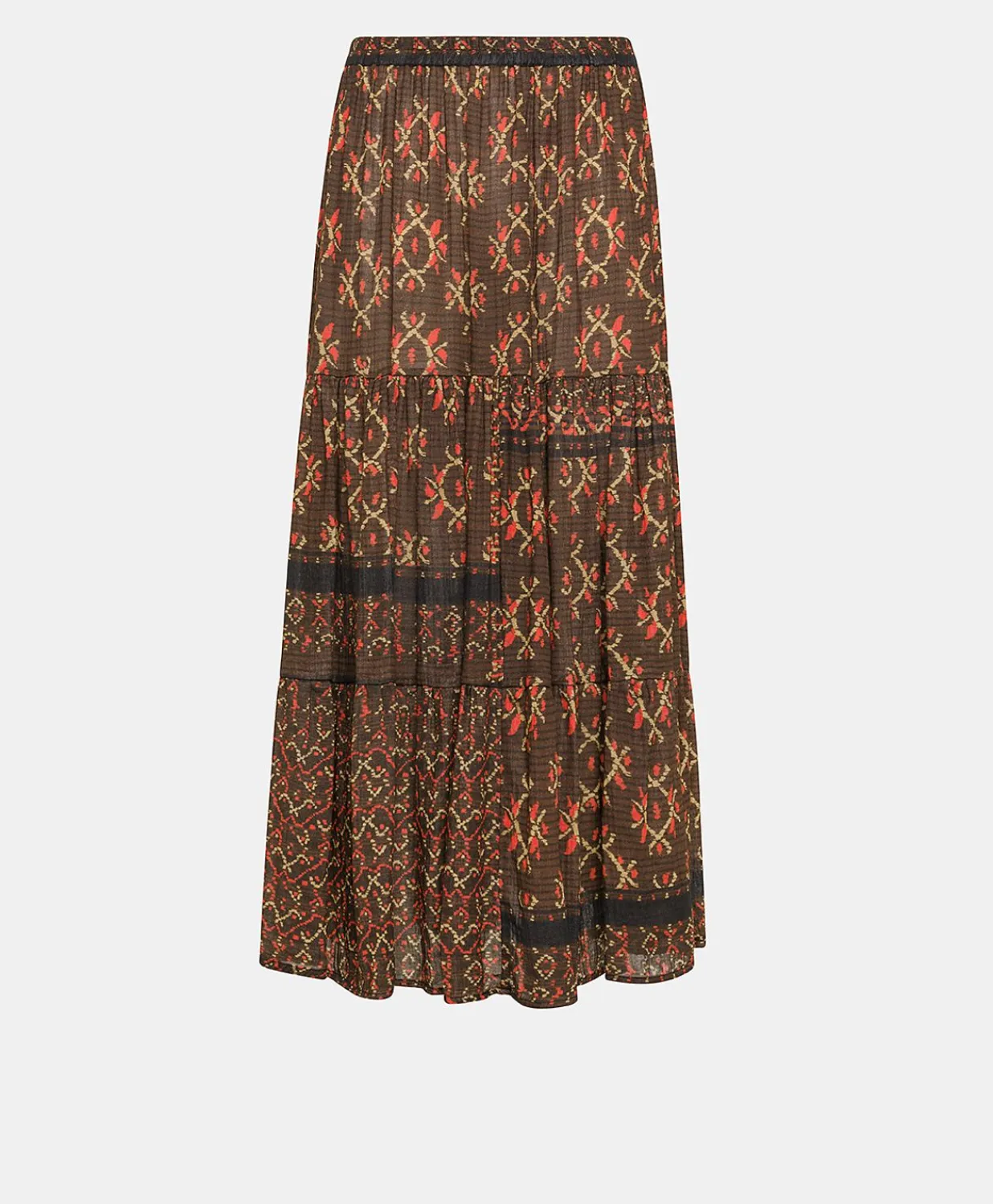 New Jupe Gaze Yasmine - Chocolat/Rouge Femmes Jupes
