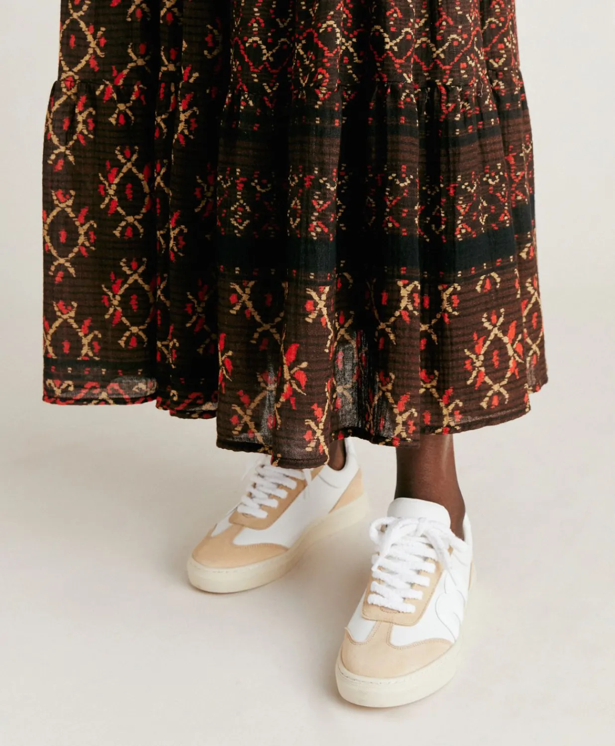 New Jupe Gaze Yasmine - Chocolat/Rouge Femmes Jupes