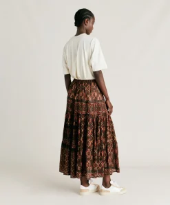 New Jupe Gaze Yasmine - Chocolat/Rouge Femmes Jupes