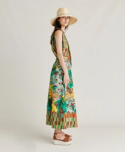 Online Jupe Iris En Popeline - Jaune Multicolore Femmes Jupes