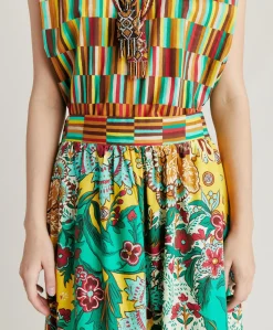 Online Jupe Iris En Popeline - Jaune Multicolore Femmes Jupes