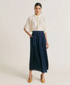 Best Jupe Nicolas En Acetate De Soie - Bleu Nuit Femmes Jupes