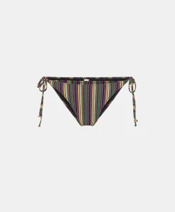 Outlet Maillot De Bain Slip Malene En Jersey Lurex Raye - Vert Multicolore Femmes Maillots De Bain