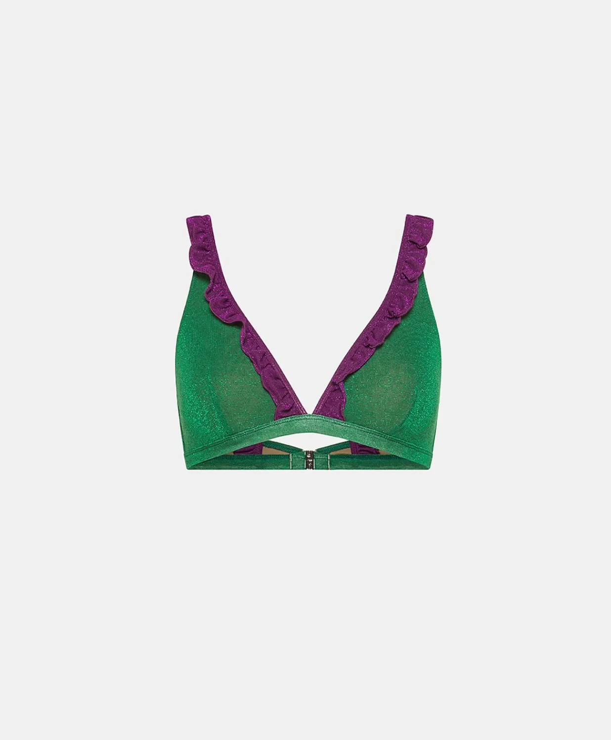 Outlet Maillot De Bain Triangle Puerto Rico En Jersey Lurex - Emeraude/Cyclamen Femmes Maillots De Bain
