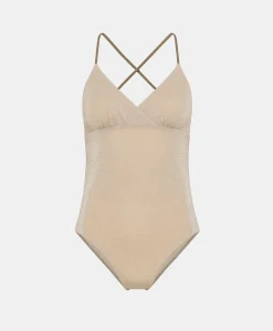 Sale Maillot De Bain Une Piece D'Ete En Jersey Lurex - Sable/Boue Femmes Maillots De Bain
