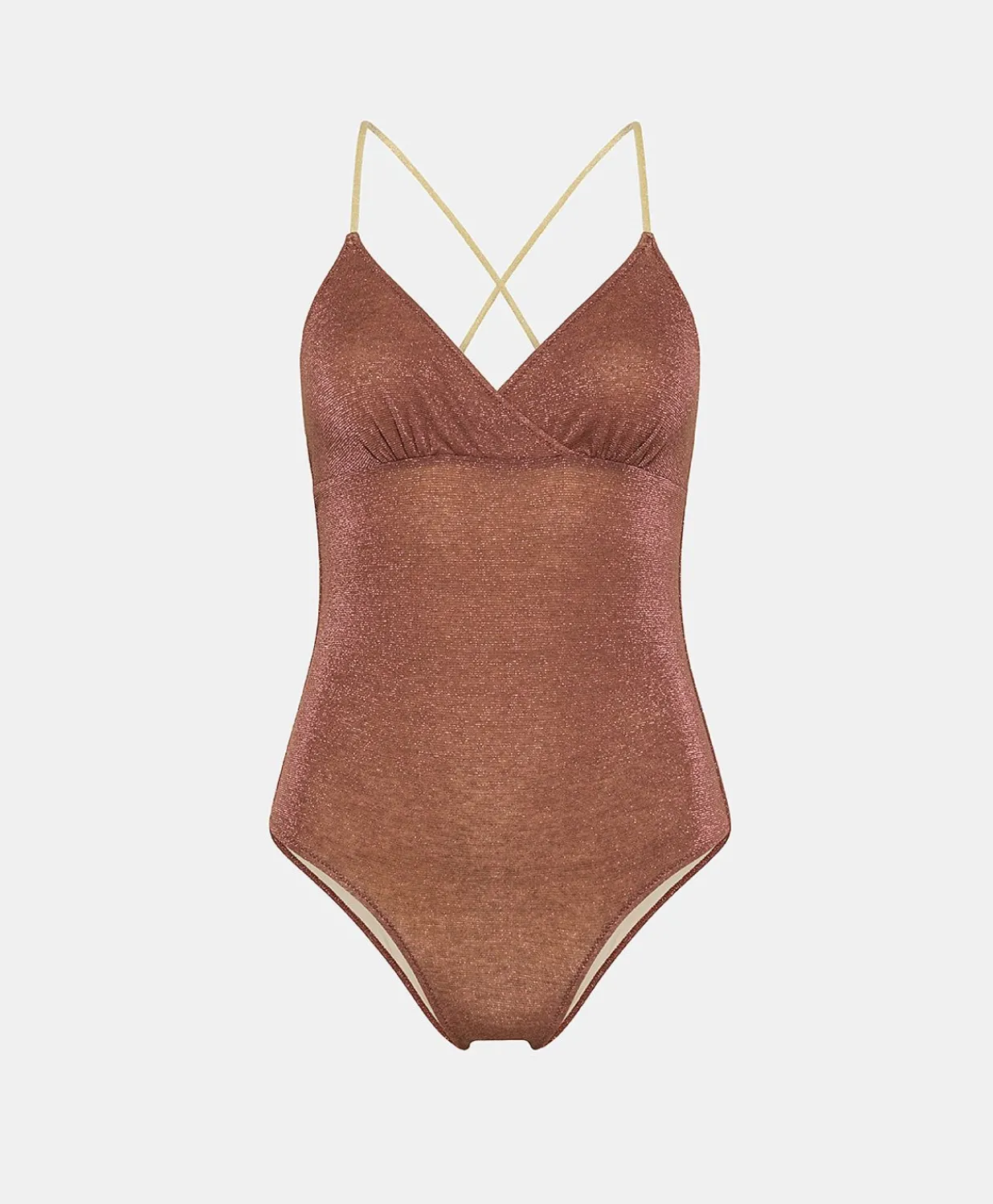 New Maillot De Bain Une Piece D'Ete En Jersey Lurex - Terre Cuite/Acide Femmes Maillots De Bain