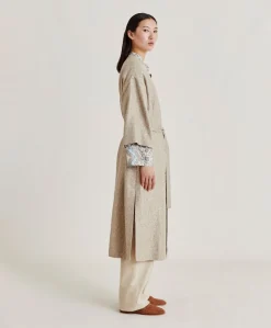 Outlet Manteau Calla A Mat Lurex - Sable Multicolore Femmes Trenchs Et Manteaux