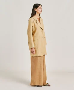 Best Manteau Pomeranien En Lin Coton - Paille Femmes Trenchs Et Manteaux