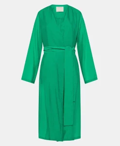 New Manteau Serena En Jacquard Cupro - Emeraude Femmes Trenchs Et Manteaux