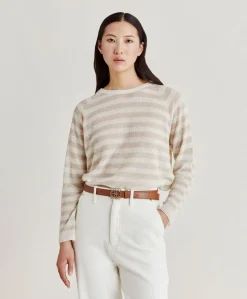 Best Marmotta Pull Raye En Lurex Perle - Creme Femmes Tricots