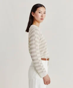 Best Marmotta Pull Raye En Lurex Perle - Creme Femmes Tricots