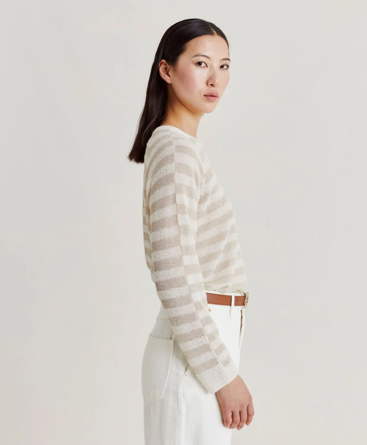 Best Marmotta Pull Raye En Lurex Perle - Creme Femmes Tricots