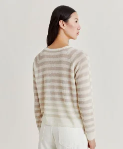 Best Marmotta Pull Raye En Lurex Perle - Creme Femmes Tricots