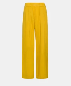 Sale Pantalon Aspen En Lin Uni - Jaune Soleil Femmes Pantalons Et Shorts