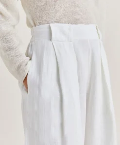 Pantalon Aspen En Lin Uni - Blanc Optique Femmes Pantalons Et Shorts