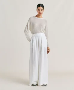 Pantalon Aspen En Lin Uni - Blanc Optique Femmes Pantalons Et Shorts