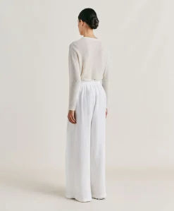 Pantalon Aspen En Lin Uni - Blanc Optique Femmes Pantalons Et Shorts