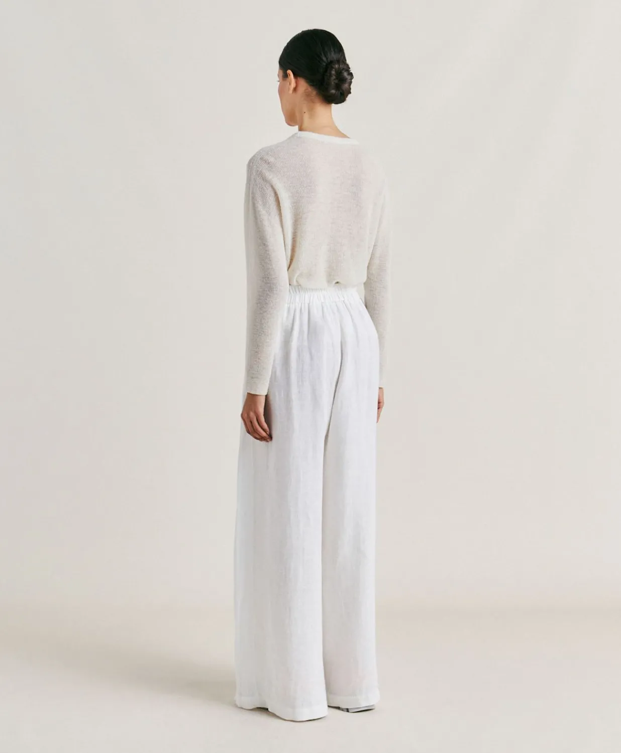 Pantalon Aspen En Lin Uni - Blanc Optique Femmes Pantalons Et Shorts