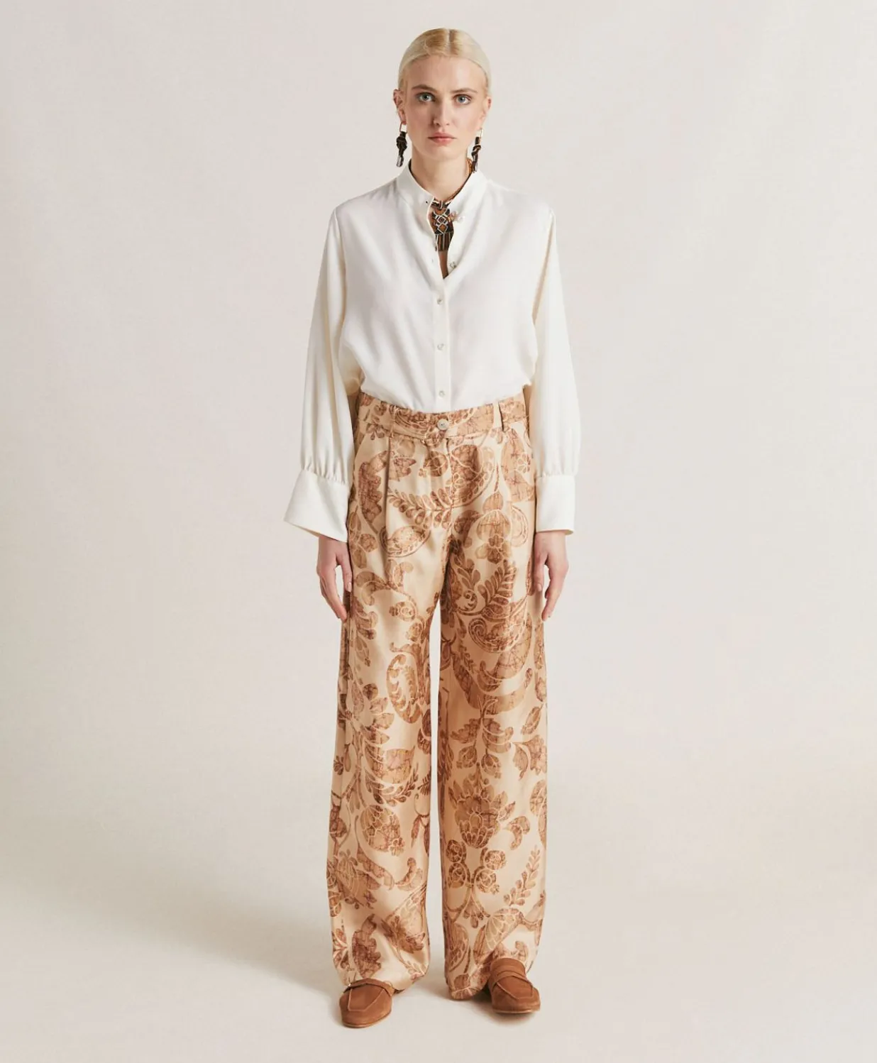 Online Pantalon Austin En Serge De Soie - Poudre Multicolore Femmes Pantalons Et Shorts