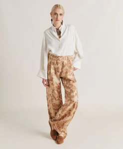 Online Pantalon Austin En Serge De Soie - Poudre Multicolore Femmes Pantalons Et Shorts