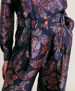 Outlet Pantalon Austin En Serge De Soie - Multicolore Bleu Nuit Femmes Costumes Et Costumes