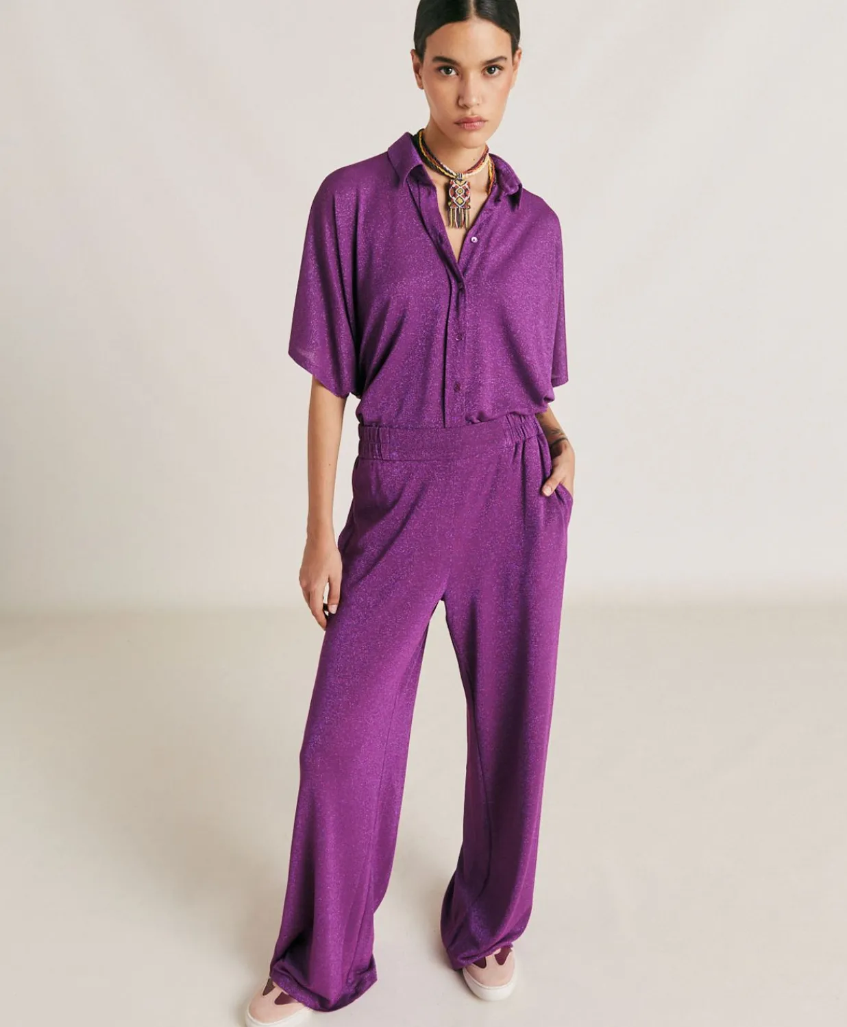 Best Pantalon Baccarat En Jersey Lurex - Cyclamen Femmes Pantalons Et Shorts