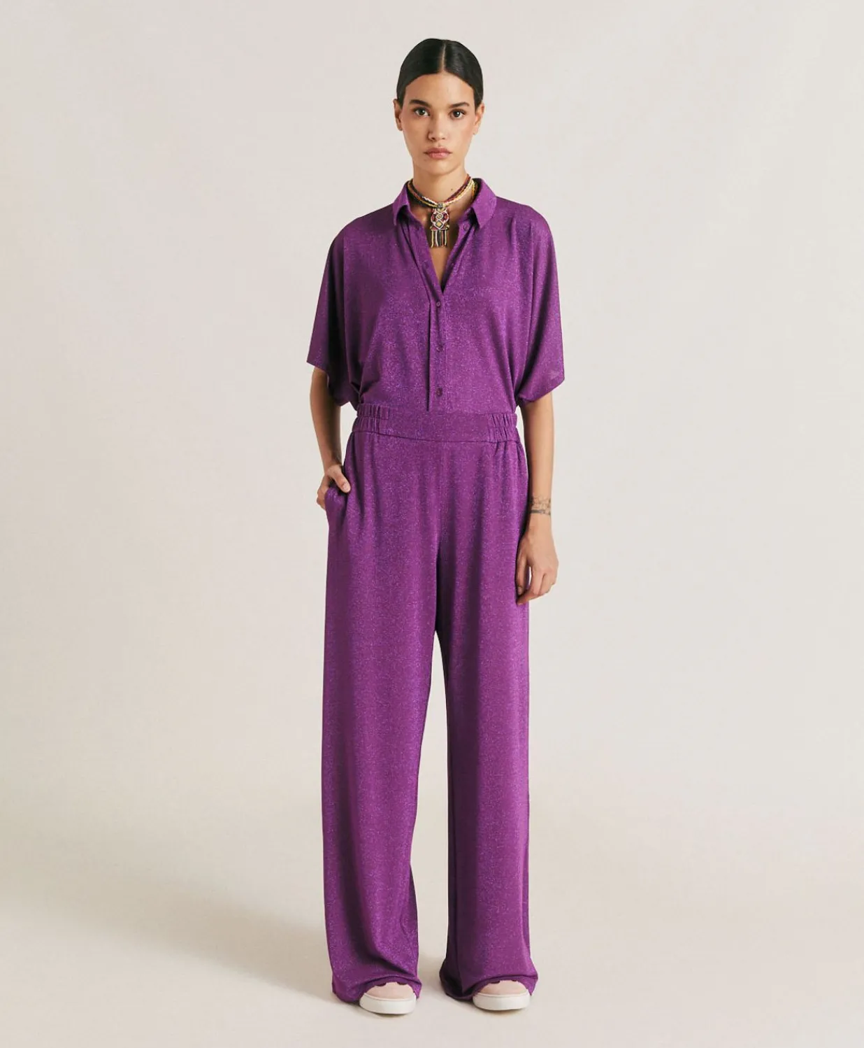 Best Pantalon Baccarat En Jersey Lurex - Cyclamen Femmes Pantalons Et Shorts