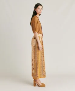 New Pantalon Boracay En Crepe De Chine - Brule/Multicolore Femmes Pantalons Et Shorts